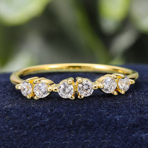 Bague Éternité Classique Unisexe en Or Massif 14K AMBER JEWELS avec Diamants de Laboratoire Sertis à Griffes pour Fiançailles - Product Image 1