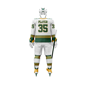 ชุดยูนิฟอร์มฮอกกี้น้ำแข็งสำหรับผู้ชาย สีน้ำเงินกรมท่า-เหลือง ระบายอากาศได้ดี ผลิตจากโพลีเอสเตอร์ พิมพ์ลายดิจิทัล บริการ OEM ตรวจจับรอยตะเข็บ ปรับแต่งได้ตามต้องการ - Product Image 2