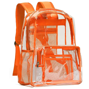 Heavy-Duty Clear PVC <b>Backpack</b> 0.5mm Transparent Multi-Pocket Stadium Approved School Bag Padded <b>Straps</b> Wholesale OEM - Product Image 1
