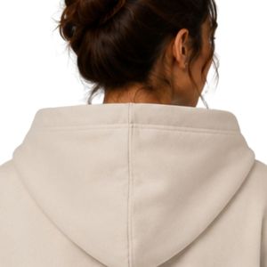 Sweat-shirt décontracté d'hiver pour femme, beige, surdimensionné, avec manches à strass minimalistes, en molleton de coton premium - Product Image 6