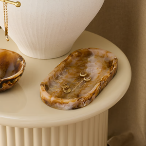 Plateau de service rond en résine poli, écologique, pour fêtes, maison, restaurant, hôtel, repas, décoratif, prix en gros, fait main - Product Image 1