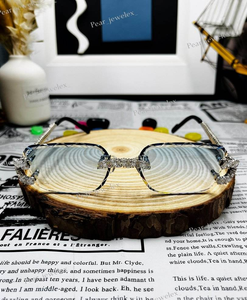 Iced Out Full Rim Rectangle Sunglasses With Moissanite Accents Unique Cut Lenses Unisex Adult Fashion Accessories Luxury <b>Eyewear</b> - Product Image 4