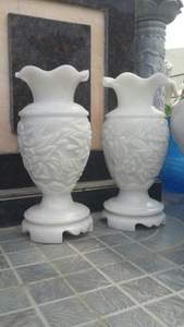 Jardinera de Mármol Blanco Tallada a Mano, Ecológica, Duradera, Estilo Vintage, con Pedestal, Clásica, para Exteriores - Product Image 3