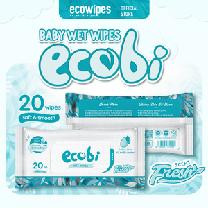 Ecobi Baby Wet Wipes 100% Non-Woven Spunlace Fabric Hypoallergenic Gentle Delicate Skin 80pcs Peart Embossed 15x20 EC80S - Product Image 1