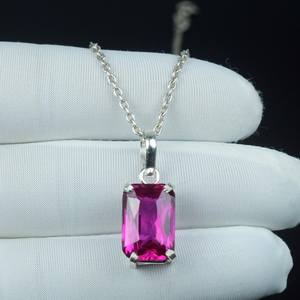 Colgante de zafiro rosa natural, plata de ley 925, collar de cristal curativo hecho a mano, regalo para novia - Product Image 4