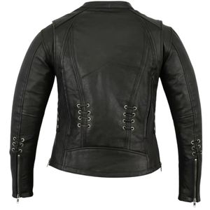 Blouson en cuir matelassé pour homme, style motard, avec fermeture éclair, vêtement de moto, vêtement d'extérieur décontracté, fabricant OEM - Product Image 3