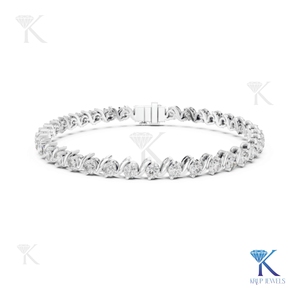 2.90 mm Lab Grown Oval Cut Diamond Tennis Bracelet with S Link Swirl Design 14K <b>Solid</b> <b>Gold</b> Luxury Style for Party & Gift - Product Image 3