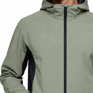 Chaqueta Softshell Verde Menta y Negra de Alta Calidad para Hombre, con Capucha, Resistente al Viento, Deportiva, con Paneles Laterales - Product Image 3