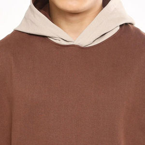 Ensemble de survêtement homme bicolore style vintage streetwear marron beige avec sweat à capuche et pantalon de jogging doublé polaire coupe ample - Product Image 5