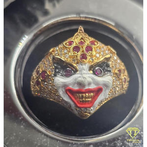 Anillo de plata de ley 925 con moissanita y diamantes, diseño de rostro, tono dorado, estilo Iced Out, joyería llamativa para compradores mayoristas - Product Image 5