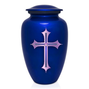 Love of Christ Classic American Style Brass Urn <b>Red</b> Glossy Funeral Memorial Cremation <b>Vase</b> for Human Ashes Handcrafted - Product Image 5