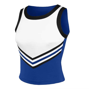 Tenues de cheerleading pour adultes avec strass, respirantes, imprimées par transfert thermique, en polyester/nylon/spandex, logo personnalisé sur le devant - Product Image 4