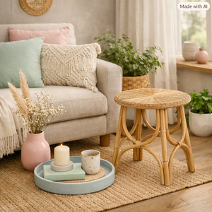 Ecowoodies <b>Bamboo</b> Rattan Coffee <b>Table</b> Eco-Friendly Coastal Design Modern Handmade Natural Finish Wood Frame Living Room - Product Image 4