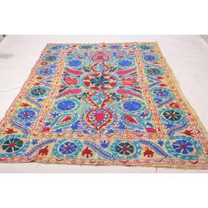 Lavinas Hand Embroidered Kantha Suzani <b>Quilt</b> Vintage Cotton Floral Boho Bedspread Indian <b>Throw</b> Blanket Eco-Friendly Washable - Product Image 2