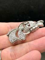 Broche Grande Ornamentado de Plata 925 con Diamante Moissanita, Joyería Elegante para Mujer, Ideal para Fiestas y Regalo