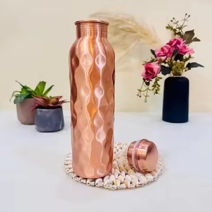 Traditional Indian Design Copper Water Storage Bottle BPA Free Sustainable <b>Metal</b> Drinkware Detox Wellness Bottle for Men Women - Product Image 2