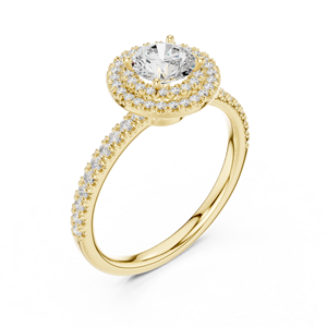 แหวนเพชรทรงกลมเพาะเลี้ยงในห้องปฏิบัติการ ทอง 14K 18K ประดับเพชรแบบดับเบิ้ลฮาโล 1.16 กะรัต DEF VVS เครื่องประดับสั่งทำพิเศษ แหวนแต่งงานเจ้าสาว ODM - Product Image 3