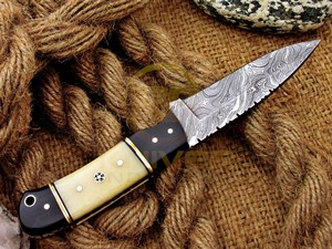 Hot Selling Full Tang Damascus Steel Hunting <b>Knife</b> with Natural <b>Bone</b> <b>Handle</b> Outdoor Survival Tactical <b>Knife</b> - Product Image 5