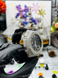 Reloj Iced Out Bling con Diamantes de Moissanita, Reloj de Lujo Hip Hop, Esfera Redonda, Esfera Negra, Reloj de Hombre con Diseño Audaz - Product Image 4