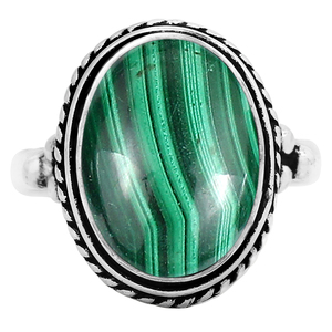 Bague Gourik pour femme en argent sterling 925, style vintage, avec malachite verte, sertie de pierres précieuses, style bohème du Sud-Ouest, pour usage quotidien - Product Image 2