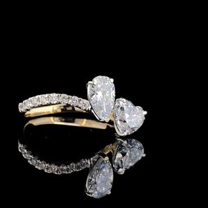 แหวนหมั้นเพชรทรงลูกแพร์และทรงหัวใจ 2 กะรัต เพชรเพาะเลี้ยง ทองคำแท้ 14K รับรองโดย IGI - Product Image 3