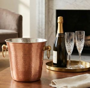 High Quality Handmade Pure Copper Wine Cooler Bucket with Hammered Surface and Side Handles for <b>Beverage</b> <b>Serving</b> - Product Image 2