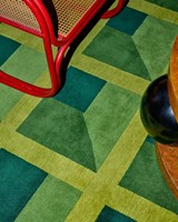 Tapis en laine noué à la main, géométrique, moderne et élégant, vert uni, lavable, adapté aux animaux domestiques, réversible, antidérapant, à poils longs pour la maison