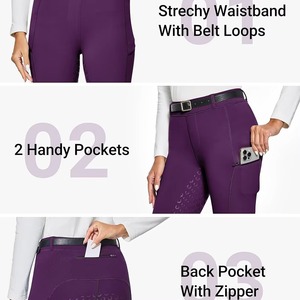 Pantalones de equitación para mujer, personalizables, estampados, transpirables, ligeros, de secado rápido, antideslizantes, de cintura media, largos, con cierre de botones - Product Image 5
