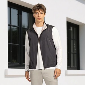 Chaleco con Cremallera Marrón para Hombre, Ropa de Trabajo Informal, Logotipo Bordado, Calefactable, de Secado Rápido, Impermeable, de Poliéster/Algodón, Cuello Alto - Product Image 3