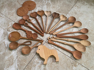 High Quality Heart Wooden Spoon Vietnam Handmade Natural Eco-Friendly Kitchen Utensil Export Market - Product Image 2