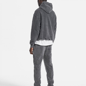 Ensemble sweat-shirt à capuche et jogging gris pour homme, coupe ample, décontracté, pour l'automne, avec logo imprimé, respirant, 100% coton - Product Image 3