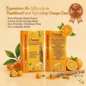 <b>Refreshing</b> Orange Flavoured Miswak With Natural Ingredients For Daily Teeth Cleaning Bright Citrus Flavor And Long Lasting Mouth - Product Image 1