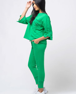 Conjunto de 2 piezas de moda informal de talla grande con logotipo personalizado, sudadera para correr, pantalones de chándal, chándales transpirables de algodón para mujer - Product Image 2