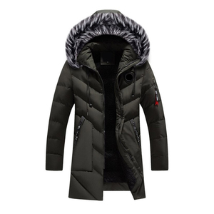 Parka Larga de Invierno para Hombre con Capucha y Ribete de Piel, Abrigo Grueso Acolchado, Cortavientos con Cremallera, Ropa Exterior Cálida e Informal, Parkas para Hombre - Product Image 5
