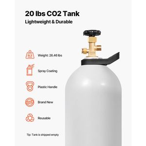 Bombola di CO2 in Alluminio da 20 Libbre con Valvola CGA320 e Maniglia Regolabile per Verniciatura a Spruzzo (Pressione 150 bar, Capacità 2L) - Product Image 2
