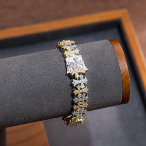 Collier de luxe unisexe en moissanite et perles d'eau douce, style hip-hop, plaqué or 18 carats, argent 925, micro-pavé, coupe baguette - Product Image 3