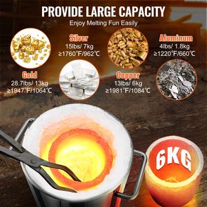 Fourneau de fusion au propane 6KG, nouveau kit de four à grande capacité avec crochets de four et creuset pour forge de métal, en acier inoxydable noir - Product Image 4