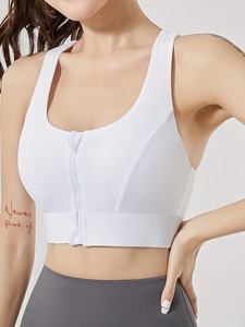 Soutien-gorge de sport à col rond pour femme |   Soutien-gorge de sport anti-frottement à fermeture éclair |   Haut de sport de course à pied à performance élastique supérieure - Product Image 6