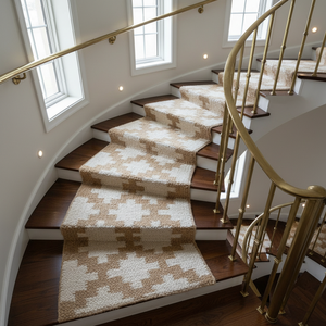 Tapis de couloir géométrique en laine, rectangulaire, antidérapant, avec envers en caoutchouc, à poils moyens, style classique, pour couloir - Product Image 6
