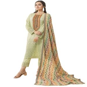 MI Creation's Bellamente diseñado de 3 piezas de algodón Lawn Salwar Kameez para mujeres Bordado pesado Ropa de fiesta informal de 4 estaciones - Product Image 1