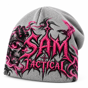 Gorro SAM TACTICAL Estilo Punk con Calavera Bordada, Gris y Rosa, para Hombre, Invierno, Aire Libre, 56-58CM, Precio Económico, Personalizable - Product Image 4