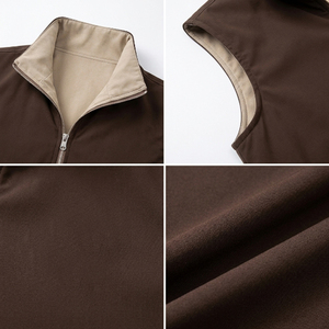Custom Men's Brown Sleeveless <b>Zip</b> Vest & Chino Pants Set | OEM Private Label Apparel Manufacturer Gilet Vest Bodywarmer & Pant - Product Image 5