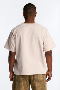 Contrast Panel Short Sleeve Crew Neck Men's <b>shirts</b> Custom Logo Color Block High GSM Oversized Cotton Raglan Streetwear Supplier - Product Image 3