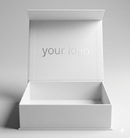 Boîte personnalisée en carton rigide blanc, style livre, avec ruban de fermeture, logo doré, pour emballage de bijoux, vêtements, mariage