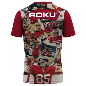 เสื้อเจอร์ซีย์ผ้าฝ้ายแขนสั้นสำหรับผู้ชายเสื้อทีมยูนิฟอร์มกีฬาคอกลมพิมพ์ลายสกรีนผ้าไหมแบบสั่งตัด100% ได้ตามต้องการ - Product Image 2