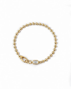 สร้อยข้อมือลูกปัดเพชร E Color VVS คุณภาพดี ทองคำ 14K 18K สีเหลือง ประดับเพชรเม็ดเดี่ยวทรงเหลี่ยมมรกต 0.10 กะรัต ขนาด 3x2 มม. เพชรแล็บ สร้อยข้อมือแบบลูกปัด - Product Image 3