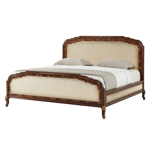 Cama Doble de Madera Maciza de Estilo Real Europeo de Lujo, Muebles de Dormitorio Franceses Antiguos Tapizados 2204449 - Product Image 1
