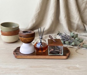 Ensemble brûleur d'encens en bois naturel avec diffuseur et boîte à herbes, décoration rustique pour la maison, fait main, écologique - Product Image 1