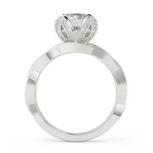 Anillo de Compromiso RITZIN con Moissanita Tallada, Halo de Oro Blanco Sólido de 14k, Anillo de Promesa de Boda de Media Eternidad para Ella - Product Image 6