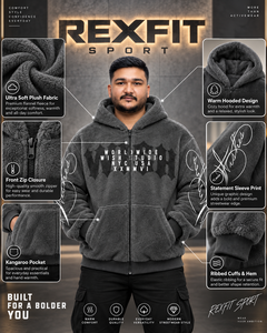 Veste à capuche zippée intégrale en polaire sherpa pour homme, coupe oversize, style streetwear, personnalisable OEM, vente en gros, vêtements décontractés d'hiver - Product Image 3